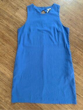 DKR Canadian Designed Blue Linen Blend Sleeveless Shift Dress with Pockets XL